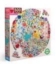 Yellow Bird 500pc Round Puzzle eeBoo Blue Bird