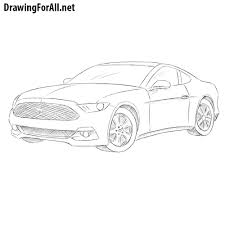 Learn How To Draw A Ford Mustang One Of The Classic Muscle Cars Of Usa With This Drawing Tutorial Mustang Drawing Car Drawings Car Drawing Easy