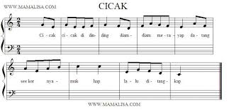 Sheet Music Of Cicak Cicak Di Dinding Indonesian Children S Songs Indonesia Mama Lisa S World Children S Song Childrens Songs Music Corner Sheet Music