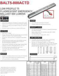 balt5 800actd 800 lumen t5 fluorescent emergency ballast ac output with time delay