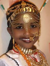 Ethiopian beauty Afar girl wearing traditional attire.
