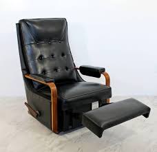 Mid Century Modern Vintage Classic Lazy Boy Rocker Recliner Walnut Leather 1960s Rocker Recliners Reclining Rocking Chair Recliner