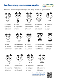 adjectives for feelings and emotions spanish worksheet pdf