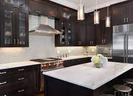 Accent colors include a deep brown range hood, black kitchen island, and deep grey marble countertops. 30 Classy Projects With Dark Kitchen Cabinets Espresso Kitchen Cabinets Walnut Kitchen Cabinets New Kitchen Cabinets