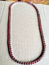 Simulated Red Diamond Tennis Necklace In Silvertone 17 50 In Diamond Tennis Necklace Tennis Necklace Red Diamond