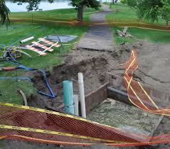 sinkhole sewer pipe fix unfinished