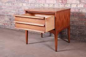 Signed and numbered on the back. Lane Rhythm Mid Century Modern Sculpted Walnut Nightstand 1960s At 1stdibs