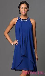 Royal Blue Short Sleeveless Shift Dress At Promgirl Com Wedding Party Dress Guest Royal Blue Party Dress Guest Dresses