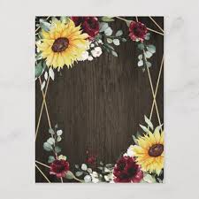Sunflowers Burgundy Roses Rustic Geometric Wedding Enclosure Card Zazzle Com Wedding Enclosure Cards Geometric Wedding Wedding Menu Cards