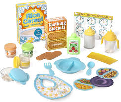Amazon Com Melissa Doug Mine To Love Deluxe Baby Care Play Set 48 Pieces Doll Accessories To Feed Bathe Change And Cuddle Toys Games