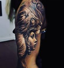 Black And White Lion Tattoo Ideas Male Upper Arms Black And White Lion Lady Tattoo Tattoos Lion Tattoo Tattoo Designs