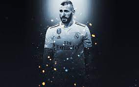 Perfect screen background display for desktop, iphone, pc, laptop, computer, android phone, smartphone, imac, macbook, tablet, mobile device. Download Wallpapers Karim Benzema 4k Creative Art Real Madrid French Footballer Lighting Effects Gray Background Portrait La Liga Spain Football Playe Football Players La Liga Real Madrid