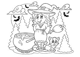 Customize the letters by coloring with markers or pencils. Halloween Witch And Cat Coloring Page For Kids Printable Free Halloween For Kids Witch Coloring Pages Halloween Coloring Pages Candy Coloring Pages
