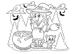 Check out our free printable halloween coloring pages for kids and adults of all ages, and have fun! Halloween Witch And Cat Coloring Page For Kids Printable Free Halloween For Kids Witch Coloring Pages Halloween Coloring Pages Candy Coloring Pages