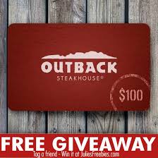 The home of juicy steaks, spirited drinks and aussie hospitality. Outback Steakhouse Gift Card Giveaway Julie S Freebies