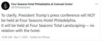 Giuliani offered no explanation saturday and made no mention of the company or its owner, marie. Trademark Takeaways From The Four Seasons Total Landscaping Political Press Event