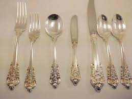 Sterling silver custom made hot bbq beef serving fork with splayed tines, 7 1/2, in the pattern grande baroque by wallace. Grande Baroque By Wallace Sterling Silver 84 Piece Flatware Set 12 Service Ebay