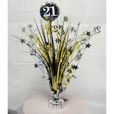 21st birthdays, one to hopefully remember. 21st Birthday Spray Centrepiece Table Decoration Black Silver Gold Age 21 Party Ebay