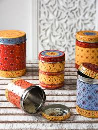 Made of stainless steel, sustainable and smartly engineered to preserve the temperature and freshness of everything you store, vaya preserve is store the herbs, spices and seasoning in these kitchen storage containers, to retain their freshness. Buy Online Multicoloured Stainless Steel Painted Container Set Of 5 From Kitchen Storage For Unisex By Kaushalam For 11398 At 5 Off 2021 Limeroad Com
