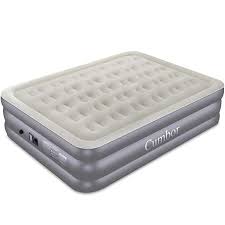 Cumbor Queen Air Mattress With Built In Pump Luxury Queen Size Inflatable Airbed With Air Coil Technology Elevated Raised Doub Air Mattress Mattress Air Bed
