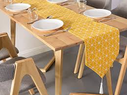 Be sure to check out runners that can also be used on bedroom dressers, coffee tables, pianos or the mantle. Table Runners Of Cotton Linen Blend For Living Rooms Coffee Tables Dinner Parties Banquets And Summer Gathering 11 78 Inch Yellow Geometry Pattern Buy Online In Antigua And Barbuda At Antigua Desertcart Com Productid