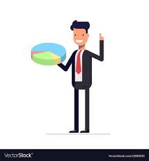 businessman or manager with pie chart in hand man