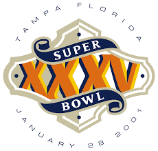 Super bowl xxxvi originally had a logo which was made of a background in black and mauve with the number written in gold color. Super Bowl Xxxv Wikipedia