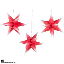 Erzgebirge Palace Moravian Star Set Of Three Red White Incl Lighting 17 Cm 67 Inch