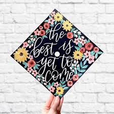 Only 1 Available This Piece Is Not Customizable And I Am Currently Not Taking Custom Graduation Cap O Custom Graduation Caps Blue Tissue Paper Floral Banners