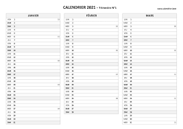 Calendrier Dernier Trimestre 2023 Calendrier 2021 Trimestriel À Imprimer