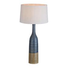Brass (19) glass (3) wood (12) Potters Large Grey Brown Tall Thin Glazed Ceramic Table Lamp
