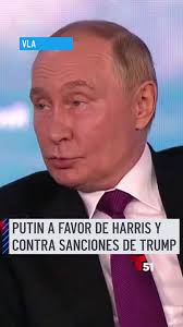 El presidente ruso Vladimir Putin dijo este jueves que Rusia apoya a la  vicepresidenta Kamala Harris en las elecciones presidenciales de noviembre.  Y dijo que Donald Trump impuso más restricciones y ...