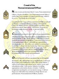 Creed Of The Non Commissioned Officer Non Commissioned Officer Creed Officer