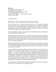 Quanto fa euro in leo? Https Www Mondigroup Com Media 13418 2020 Final Dividend Zareuro Exchange Rate Pdf