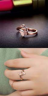 Unique Vivid Double Layer Frosted Butterfly Animal Rose Gold Girl S Open Ring Only 17 99 Bygoods Com Gold Ring Designs Fashion Rings Fancy Rings
