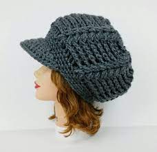 Crochet Newsboy Cap Visor Hat Chunky Beanie With Brim Etsy Crochet Hat For Women Crochet Hats Crochet