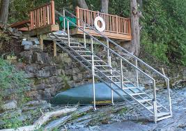 4 step pvi modular xp aluminum stair section with handrails. Aluminum Stairs For Beach Or Waterfront Access The Dock Doctors