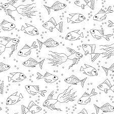 Free printable fish coloring page. Hand Drawn Fish In Water Seamless Pattern For Adult Coloring Stock Vector Illustration Of Nature Adult 65683549