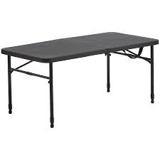 Mainstays 40 Plastic Adjustable Height Fold In Half Folding Table Rich Black Walmart Com Half Table Folding Table Fold In Half Table