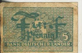 La bank deutscher länder (bdl) fut la banque centrale des secteurs d'occupation occidentaux et de la république fédérale d'allemagne de 1948 à 1957. Bundesrepublik Deutschland Bank Deutscher Lander Von 1948 5 Pfennig 44251 Nr 305814747 Oldthing Brd Sonstige