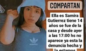 Personas perdidas: buscan a Samira en Virrey del Pino