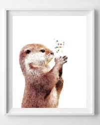 Otter Print Watercolor Painting Nursery Art Wall Art Home Decor Pic No 17 Nursery Paintings Watercolor Paintings Otter Art