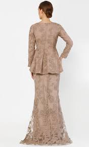 The Peplum Kurung With Full Dahlia Lace In Sand Fashionvalet Stylish Party Dresses Colorful Dresses Dresses
