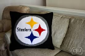 This item is not the finished product, it is the pattern only. Pittsburgh Steelers Logo Pillow Colorful Christine