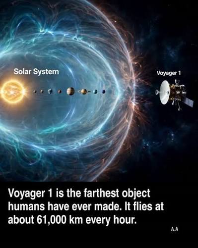 No spacecraft has ever gone farther than Voyager 1. It is about 25 billion km from the Sun. It moves at about 61,000 km per hour. That is fast enough to cross the whole Earth in less than one hour. ...