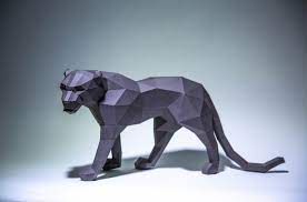 Black Panther Paper Craft Digital Template Origami Pdf Etsy Paper Sculpture Sculpture Black Panther