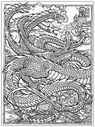 The article features both realistic and cartoon forms of dragons like flying dragons, dragons with knights and fire breathing dragons. Dragon Coloring Pages For Adults Best Coloring Pages For Kids