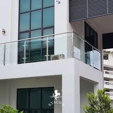It offers an elliptical handrail above and utilizes 21.5mm of toughened clear glass. Balcony Glass Railing Stacos Stainless Steel Penang Facebook
