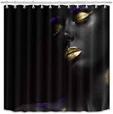 Black Art Shower Curtains Amazon Com Lb African American Shower Curtains 3d Printing Gold Lips Afro Black Girl Shower Curtain Polyester Fabric Gold Lips Girls Shower Curtain Afro Girl