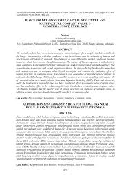 We did not find results for: Pdf Blockholder Ownership Capital Structure And Manufacture Company Value In Indonesia Stock Exchange